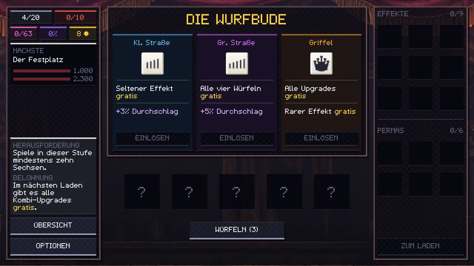 Die Wurfbude mit drei Angeboten, die man mit dem richtigen Wurf einlöst